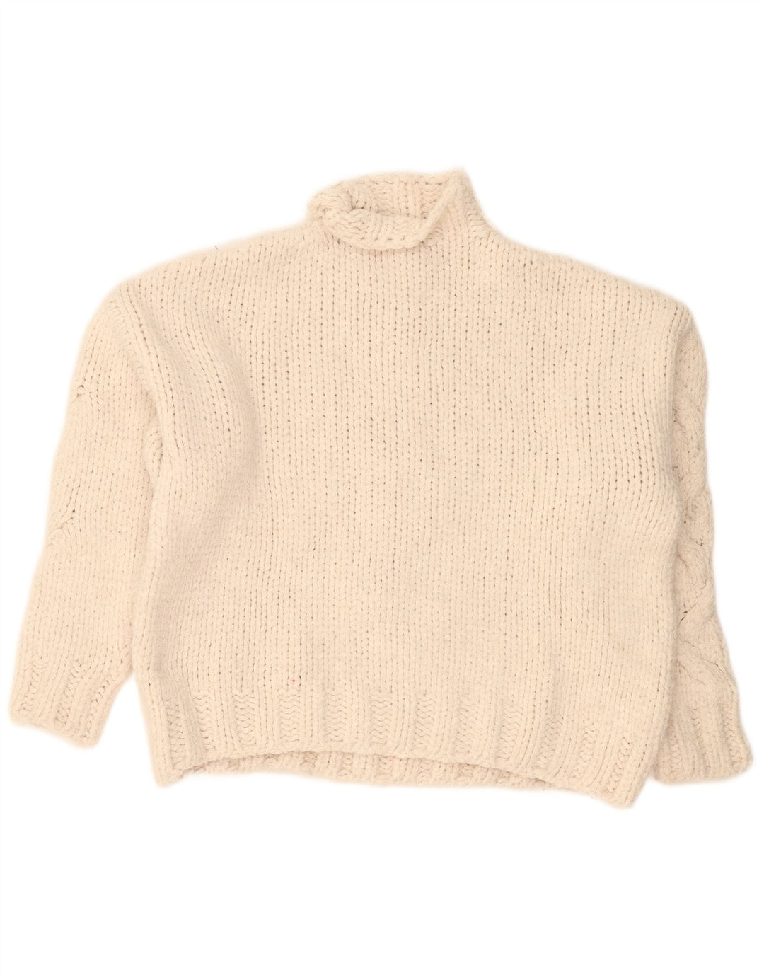 Zara Pull surdimensionné à col roulé pour femme UK 16 Grand acrylique blanc