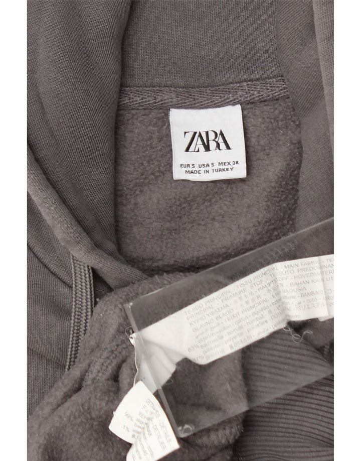 ZARA Pull à capuche pour homme Small Gris Coton