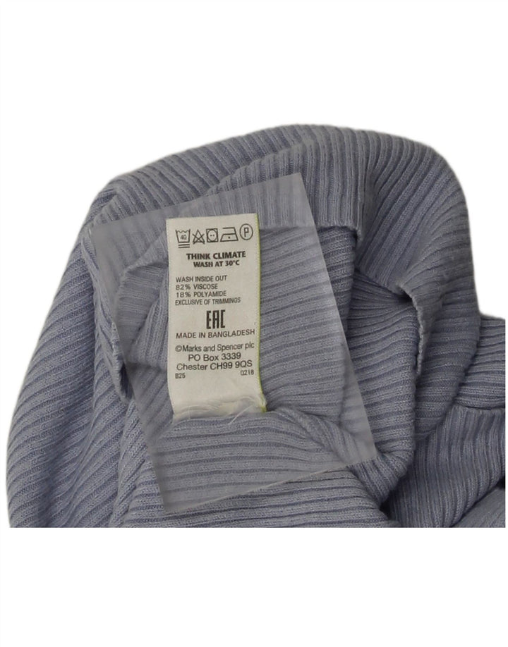Marks & Spencer Haut à manches longues pour femme UK 10 Small Bleu Viscose