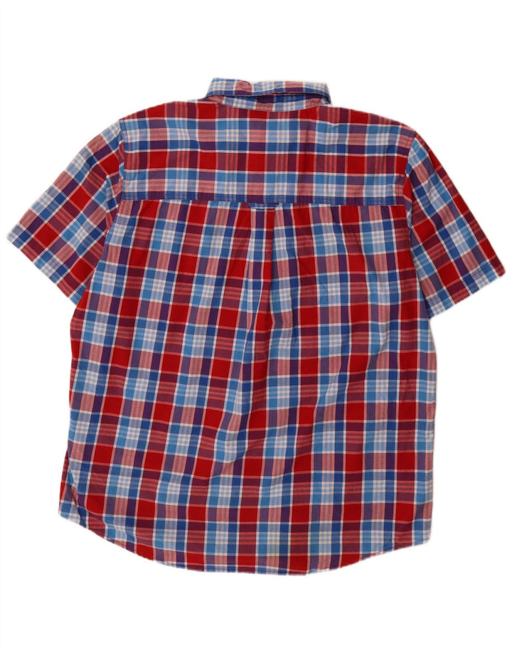 Chaps Chemise à manches courtes pour homme en coton à grands carreaux rouges