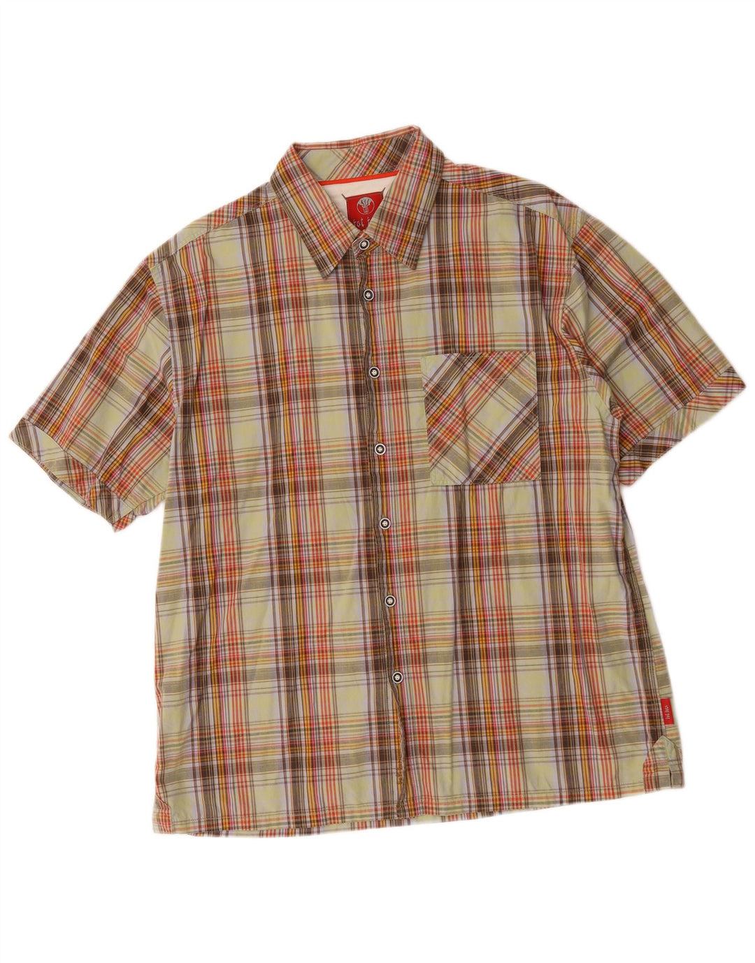 Fat Face Chemise à manches courtes pour homme en coton à carreaux multicolores