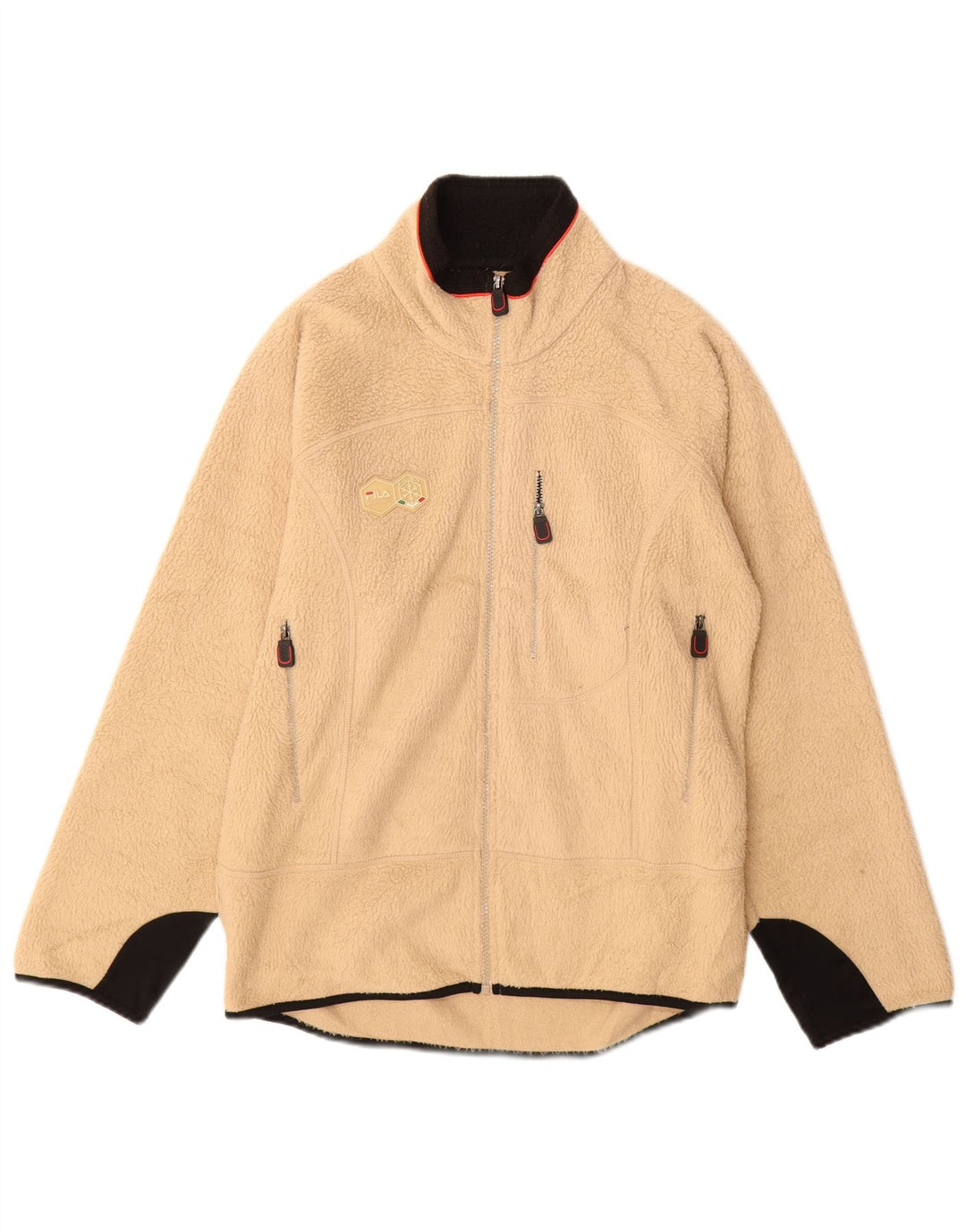 Fila Veste polaire Italia pour homme UK 36 Small Beige Colourblock Polyester