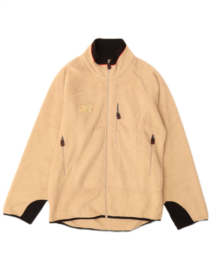 Fila Veste polaire Italia pour homme UK 36 Small Beige Colourblock Polyester