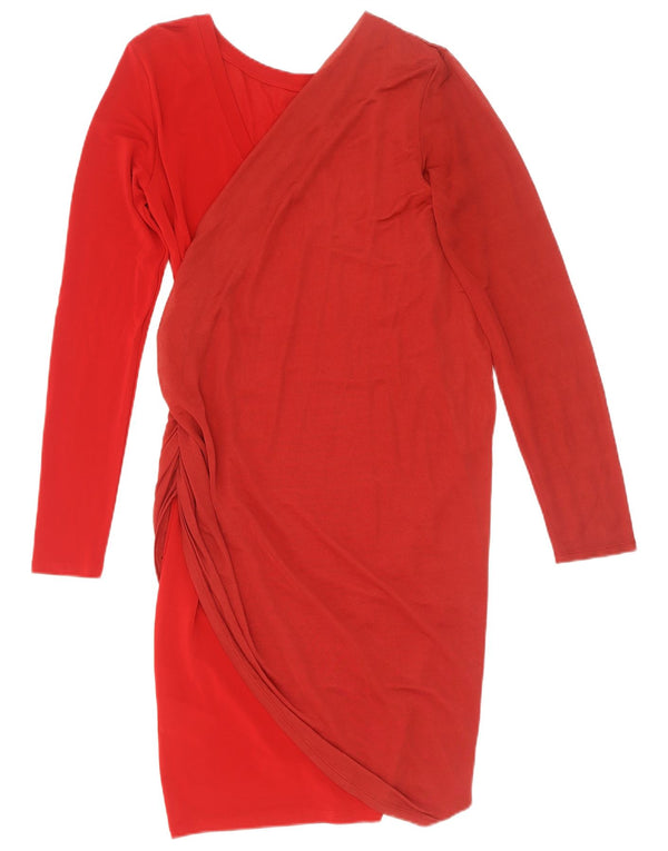 Marella Robe fourreau à manches longues pour femme UK 8 Petite Viscose Rouge