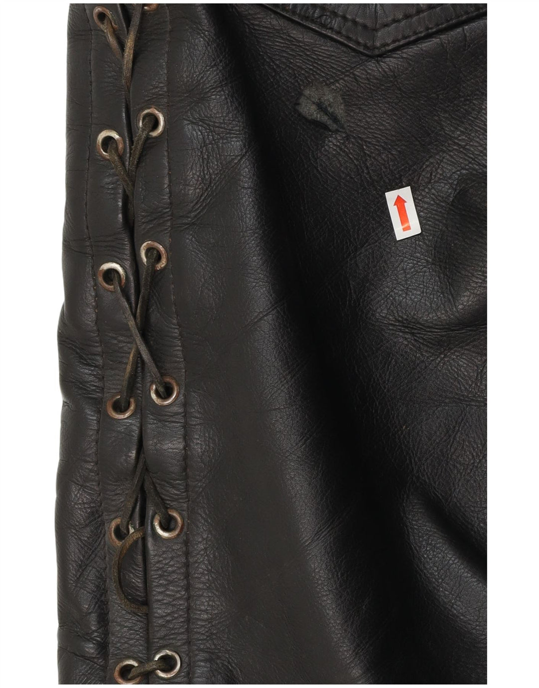 VINTAGE Pantalon droit en cuir pour homme W30 L30 Noir