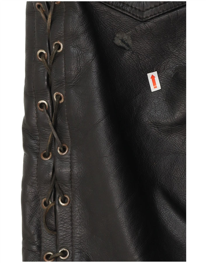 VINTAGE Pantalon droit en cuir pour homme W30 L30 Noir