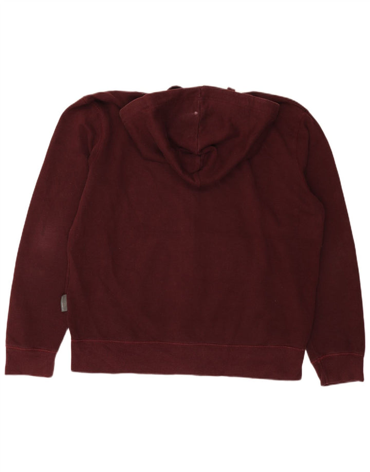 FRENCH CONNECTION Pull à capuche zippé pour homme XL en coton bordeaux