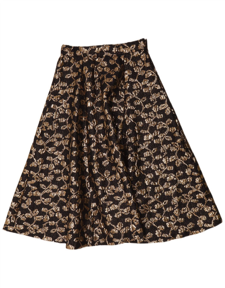 vintage Femme A-Line Jupe W30 Moyen Noir Floral