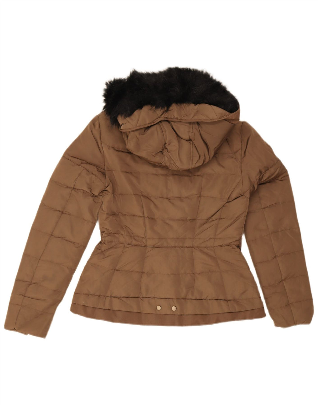 Zara Veste matelassée à capuche pour femme UK 10 Small Marron