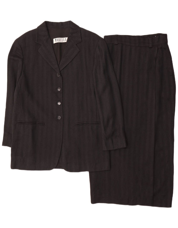 Marella Ensemble jupe 2 pièces 4 boutons pour femme UK 10 Small W26 Noir rayé