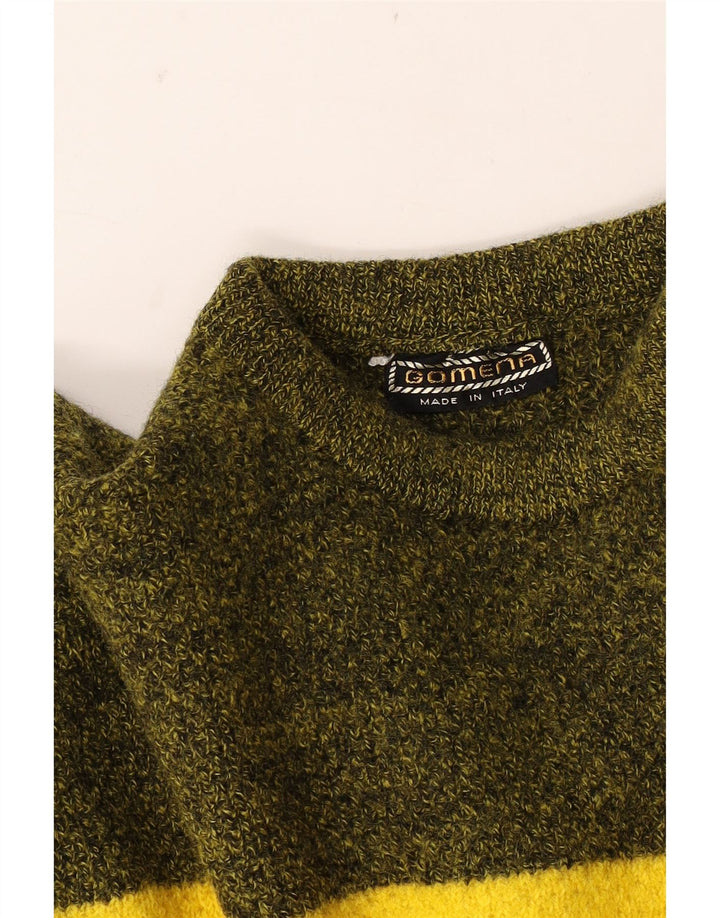 Gomena Pull graphique à col rond pour homme Vert moyen Colourblock