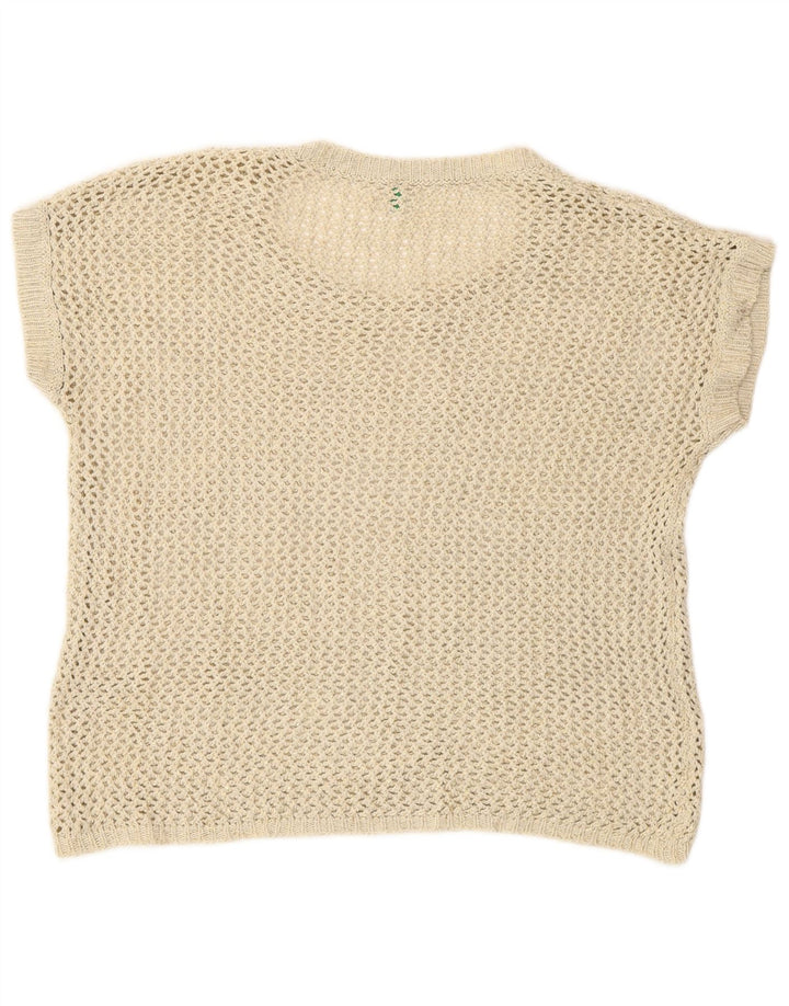 Benetton Débardeur en crochet pour femme UK 14 Beige moyen