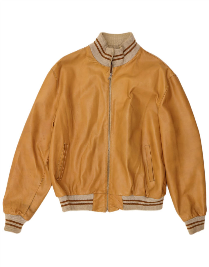Veste en cuir Bomber homme vintage UK 42 XL Cuir Beige