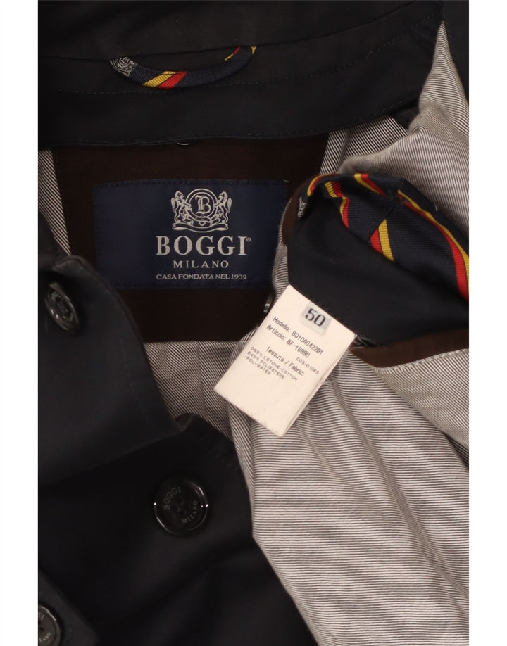 Boggi Trench Homme IT 50 Large Bleu Marine Coton