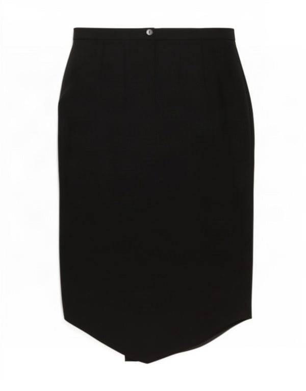 Vintage Womens Asymmetric Midi Skirt Medium W28 Black