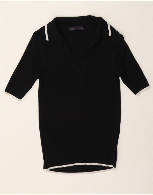 Marks & Spencer Polo Femme UK 8 Small Noir Viscose
