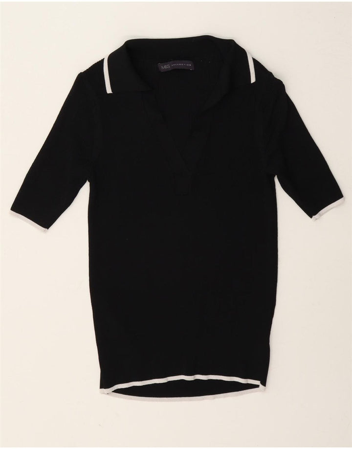Marks & Spencer Polo Femme UK 8 Small Noir Viscose