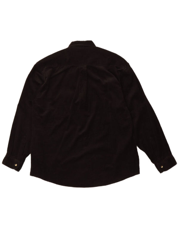 VINTAGE Chemise en velours côtelé pour homme 2XL Coton noir