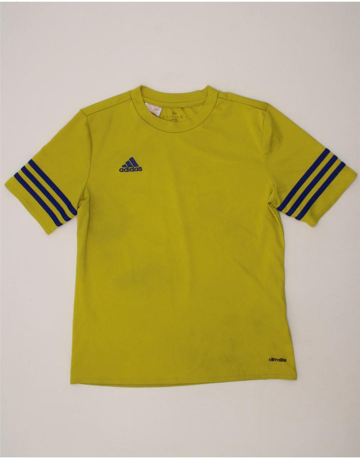 ADIDAS Boys Climalite T-Shirt Top 11-12 Years Large  Yellow Polyester Vintage Adidas and Second-Hand Adidas from Messina Hembry 