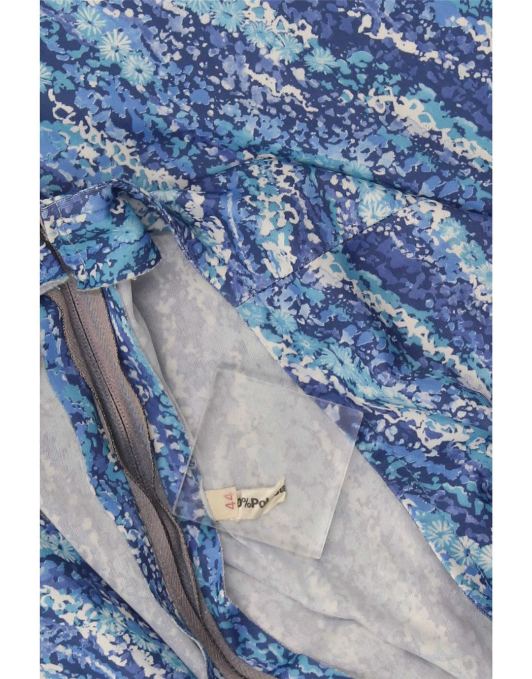 Robe trapèze sans manches pour femmes vintage IT 44 Polyester floral bleu moyen