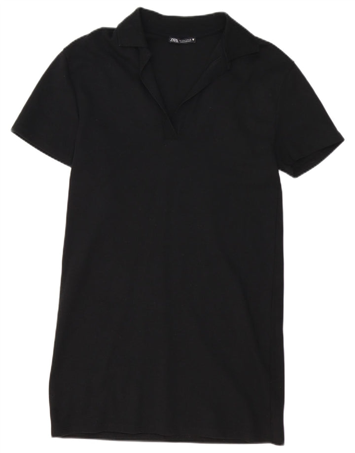 ZARA Robe Polo Femme UK 10 Petit Noir