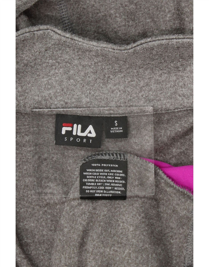 FILA Womens Zip Neck Hoodie Jumper UK 10 Small Grey Polyester Vintage Fila and Second-Hand Fila from Messina Hembry 