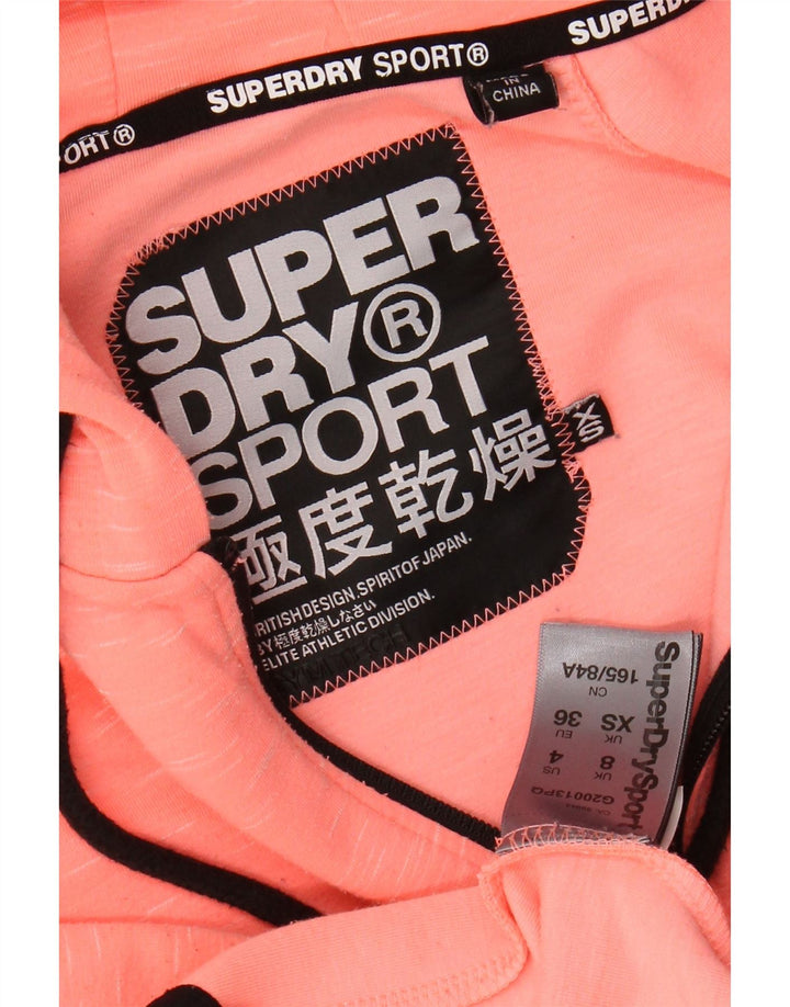 SUPERDRY Pull à capuche zippé graphique pour femme UK 8 Small Orange moucheté