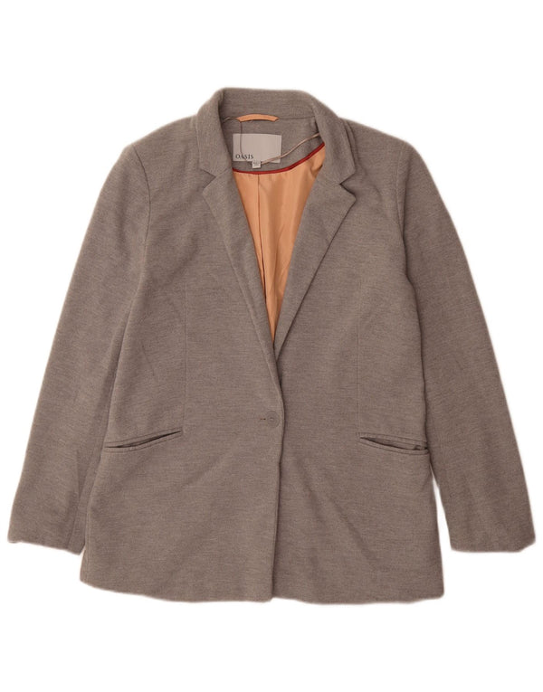 Oasis Veste blazer à 1 bouton pour femme Coupe ample UK 10 Petit Gris Polyester
