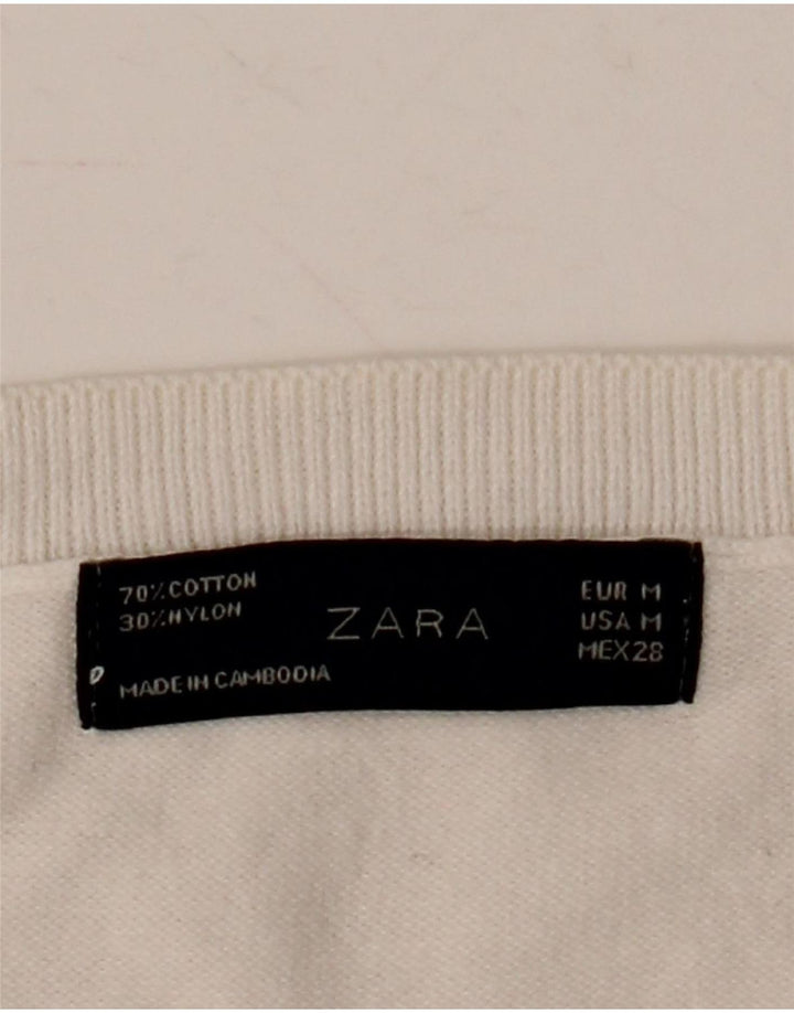 Zara Femme Débardeur UK 12 Moyen Blanc Coton