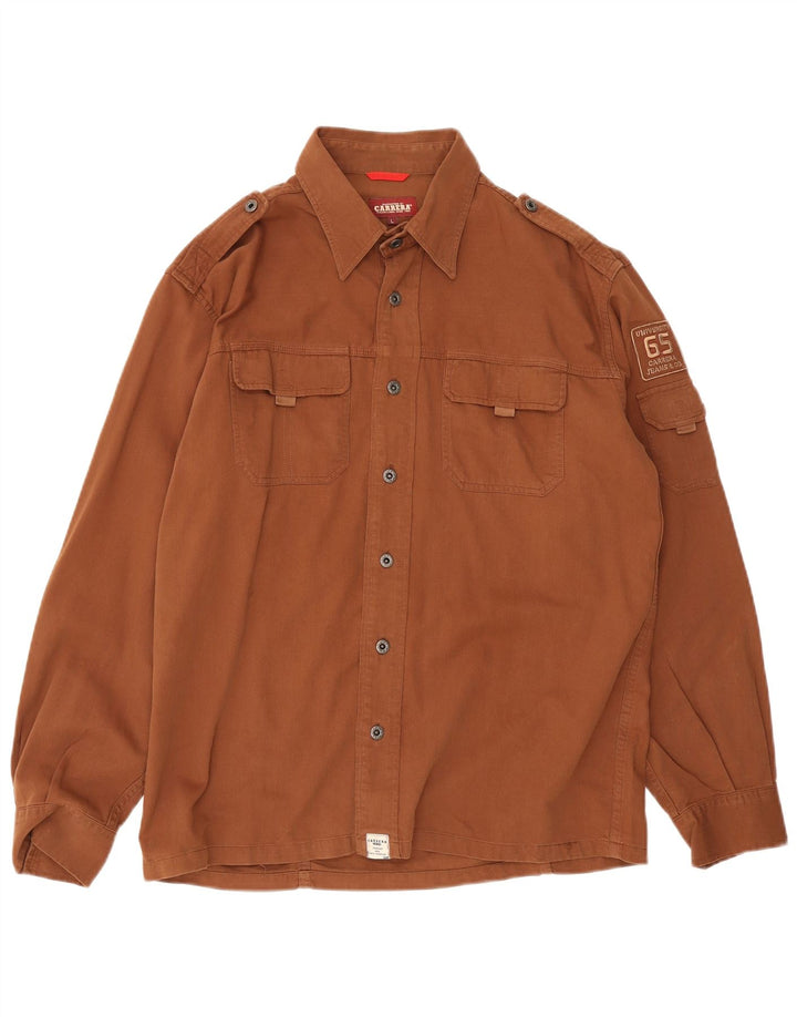 Carrera Chemise Militaire Large Marron Coton Homme