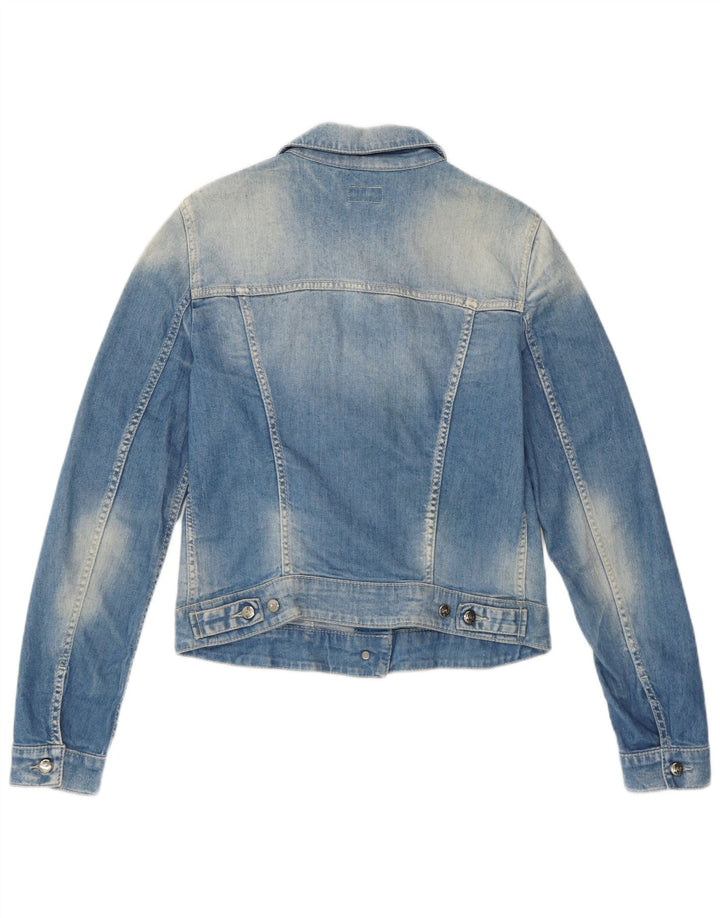 GAS Veste en jean courte pour femme UK 10 Petit coton bleu