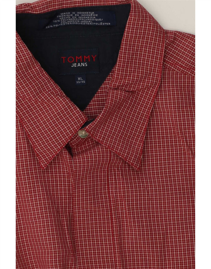 Tommy Hilfiger Chemise à manches courtes pour hommes XL Rouge Vichy Polyester