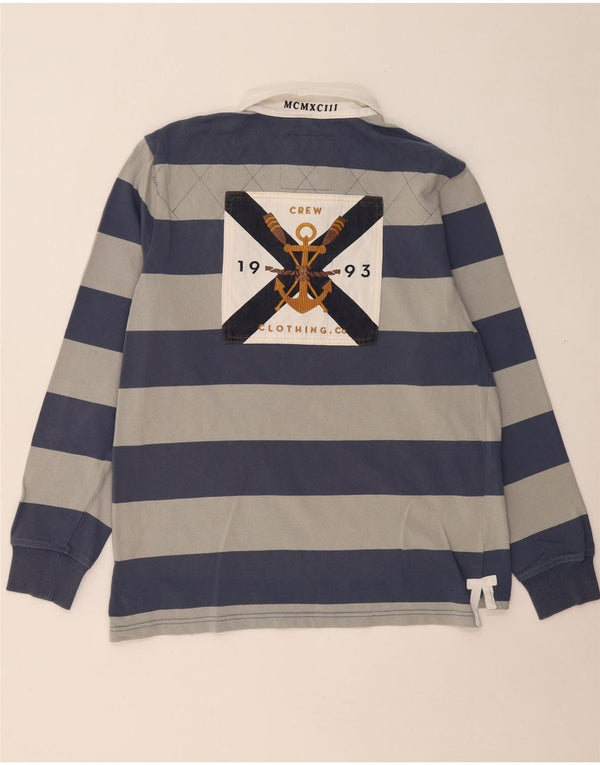 CREW CLOTHING Polo de rugby à manches longues pour homme, grand gris rayé