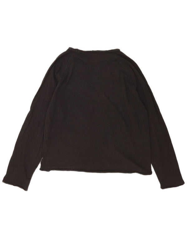 Zara Femme Haut Oversize Manches Longues UK 14 Coton Noir Moyen