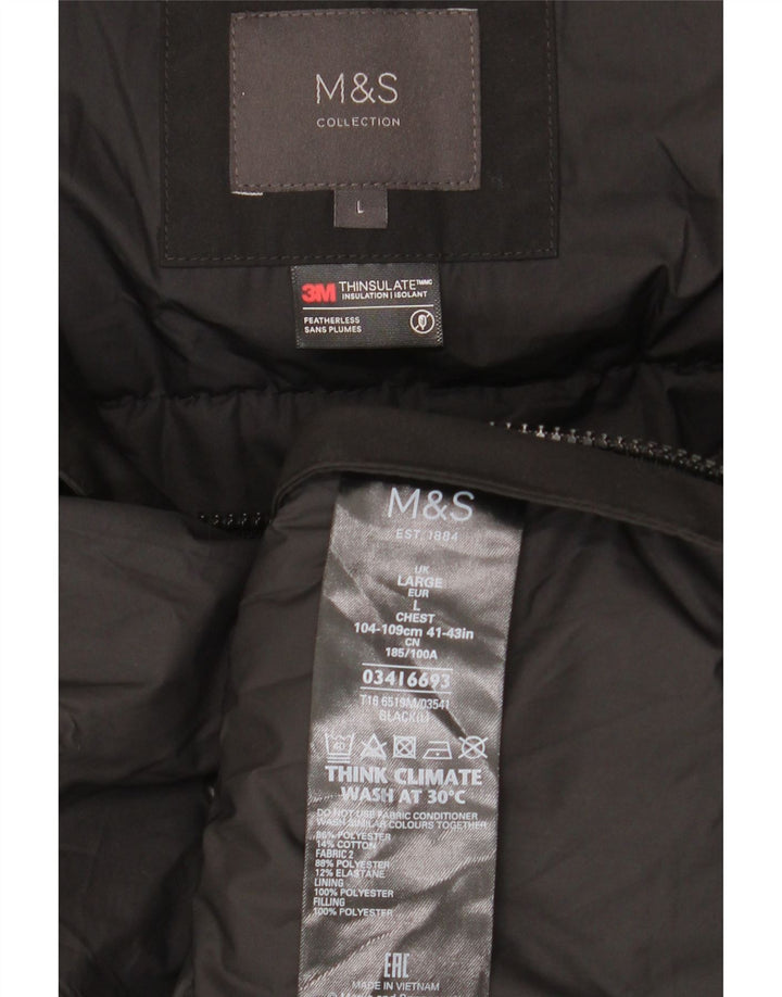 Marks & Spencer Veste de ski à capuche pour homme UK 40 Large Black Colourblock
