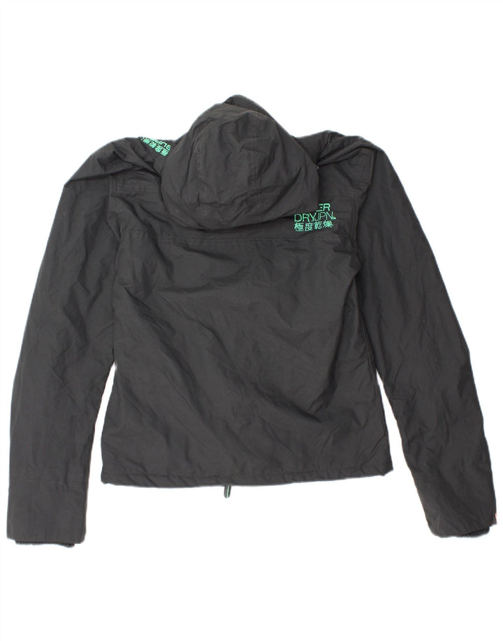 Superdry Veste coupe-vent à capuche graphique pour femme UK 10 Petit nylon gris