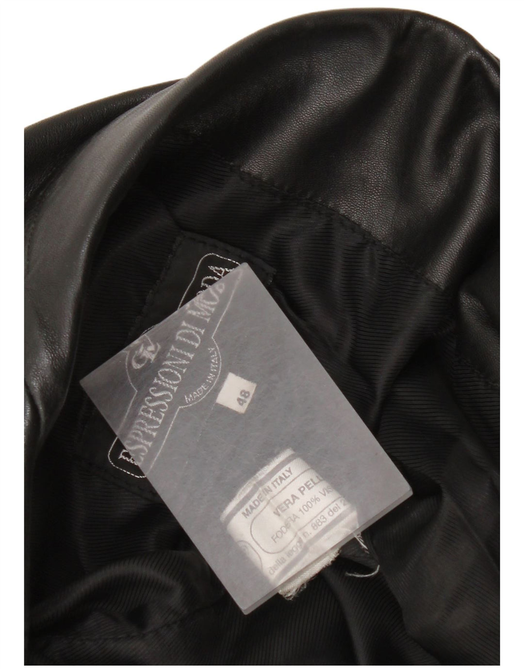 vintage Femme 3 Boutons Veste Blazer En Cuir IT 48 XL Cuir Noir