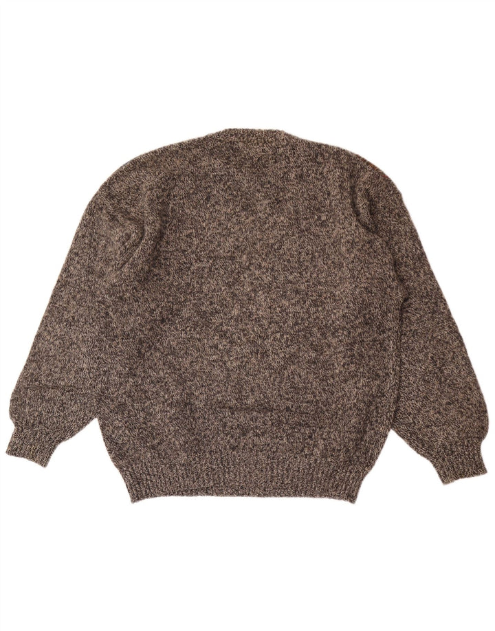 Donny & Max Pull col rond pour homme en laine gris à carreaux/losanges