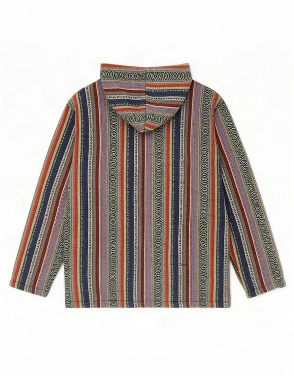 vintage Mens Zip Hoodie Sweater Moyen Multicolore Rayé