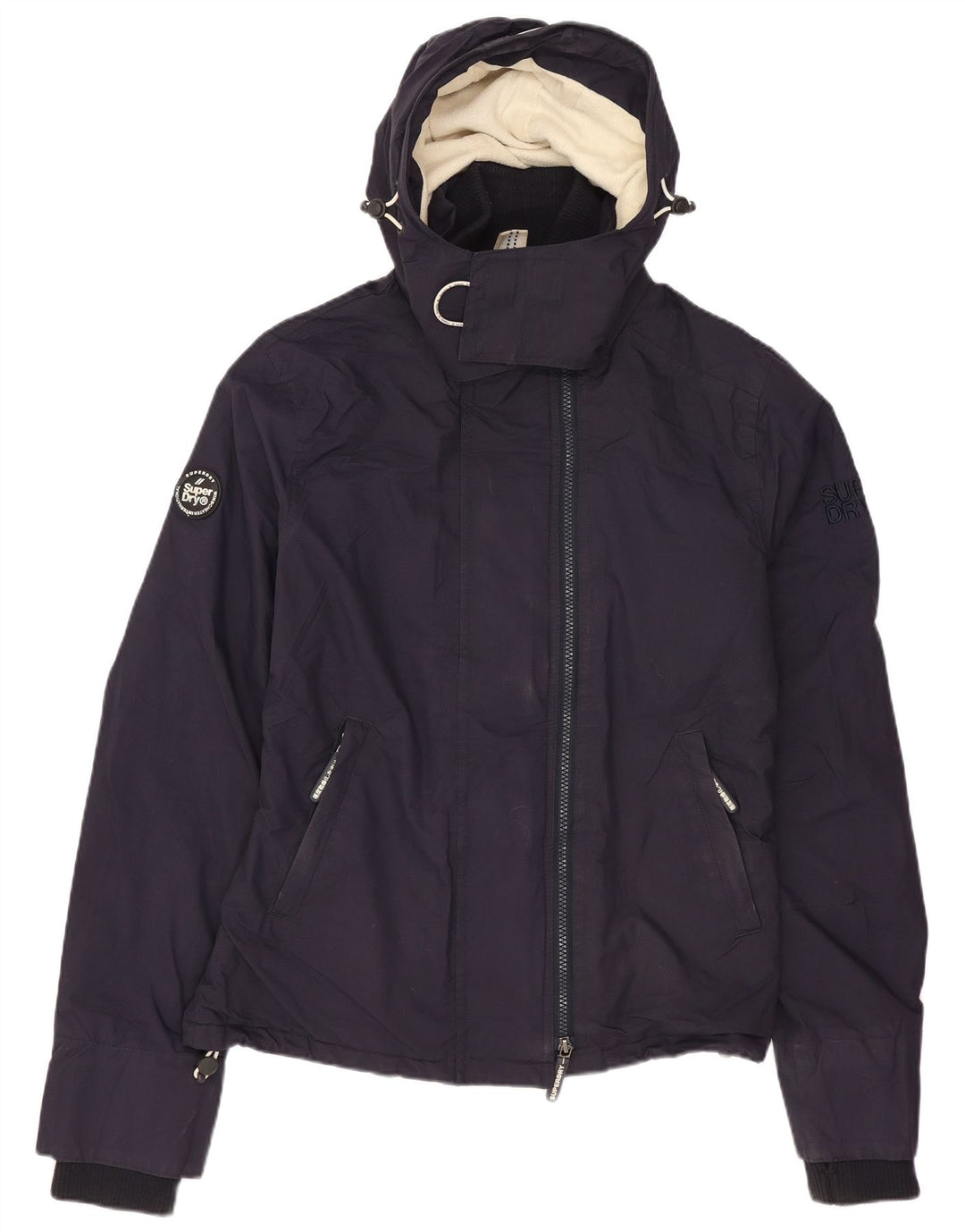 Superdry Veste coupe-vent à capuche pour femme UK 14 Medium Navy Blue Nylon