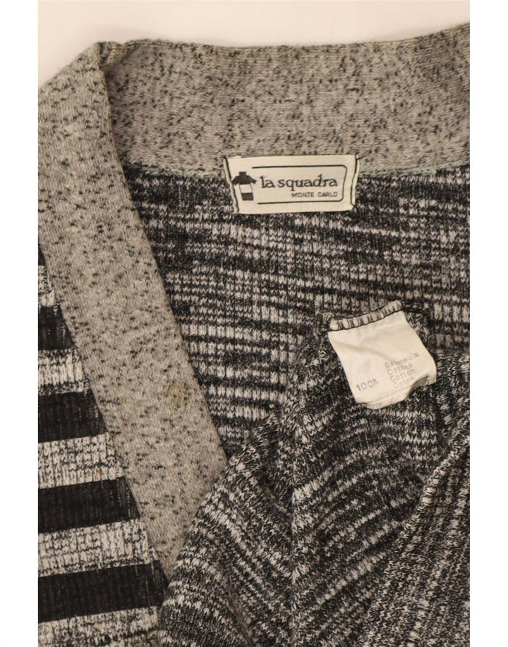 La Squadra Cardigan Homme Pull Large Gris Rayé Coton