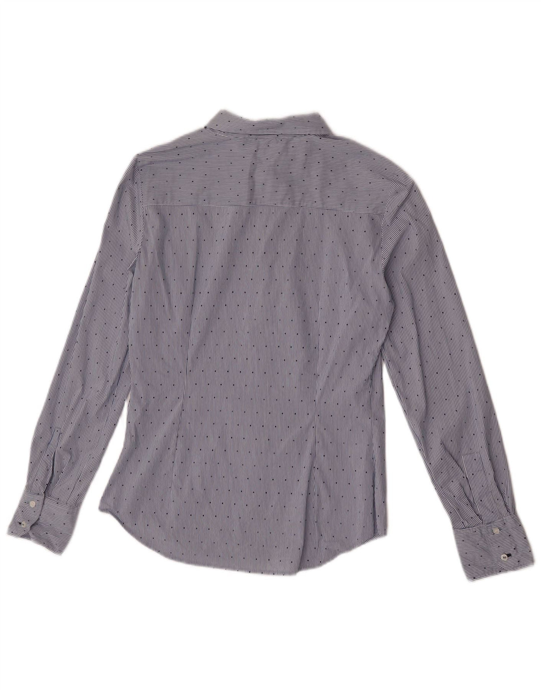 Zara Chemise Femme UK 12 Bleu Moyen Rayure Fine