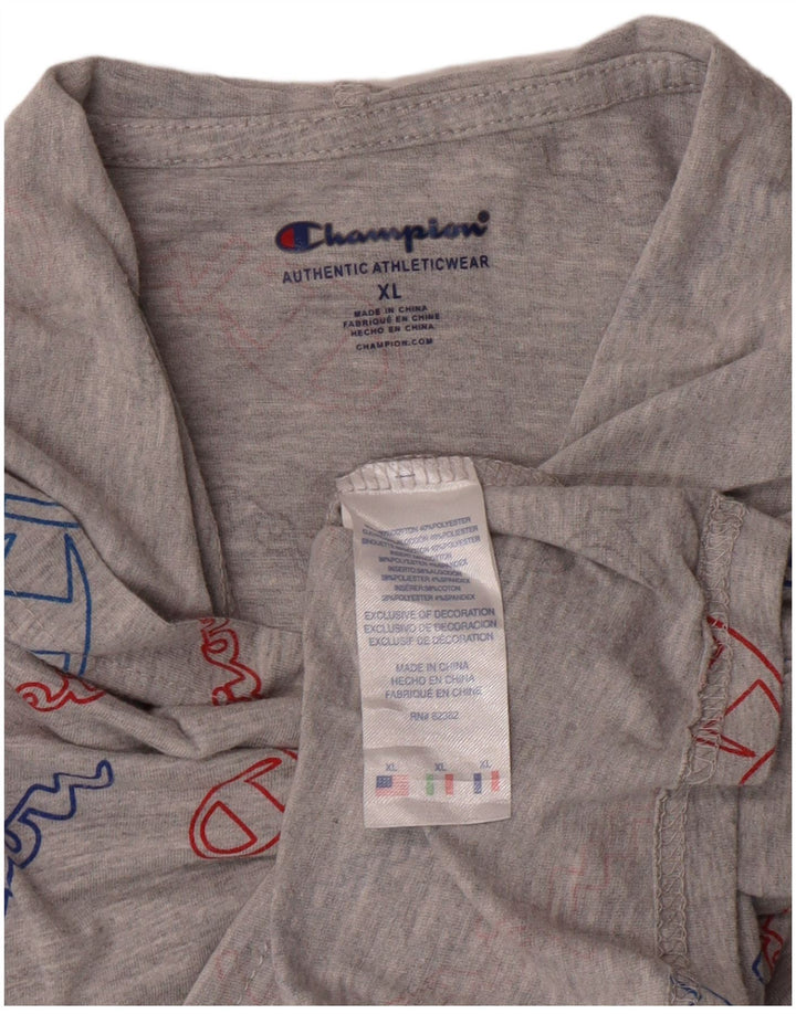 CHAMPION Haut Graphique à Capuche Fille Manches Longues 13-14 Ans XL Gris Coton