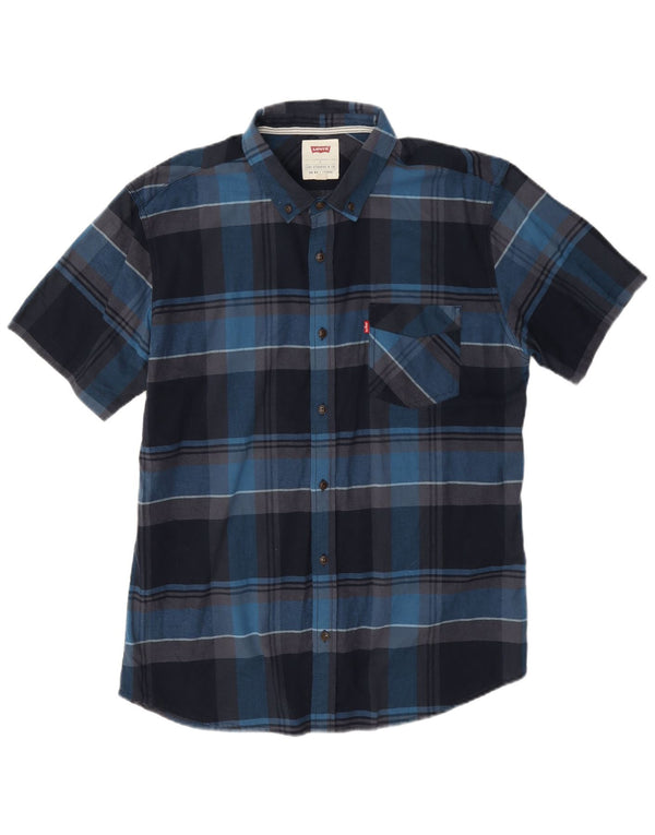Levi's Chemise à Manches Courtes Homme Bleu Marine à Carreaux Large en Coton