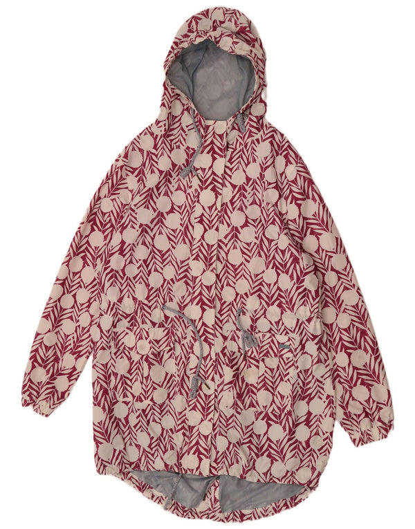 Weird Fish Manteau imperméable surdimensionné à capuche pour femme UK 18 XL Bordeaux Floral