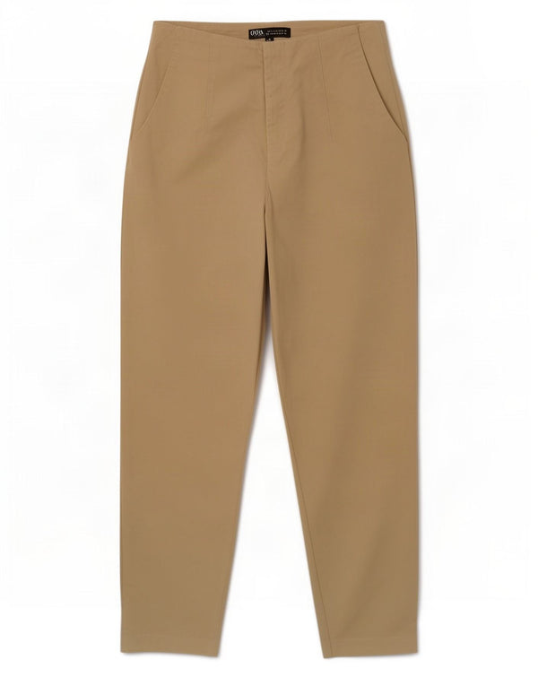 Zara Pantalon court taille haute pour femme Medium W28 L24 Coton beige