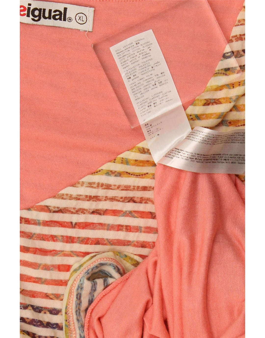 DESIGUAL Femme Robe Fourreau UK 18 XL Coton Rayé Multicolore