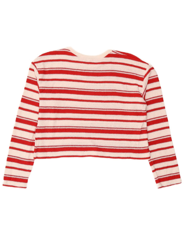 ZARA Pull à col rond coupe décontractée pour femme UK 10 Petit rayé rouge