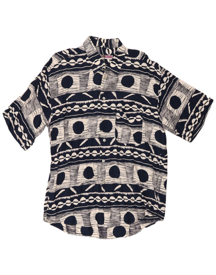 Big Match Chemise à Manches Courtes Homme XL Bleu Marine Géométrique