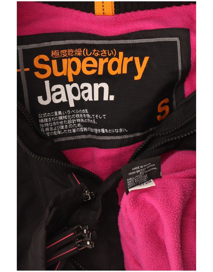 Superdry Veste coupe-vent à capuche pour femme UK 10 Petit nylon noir